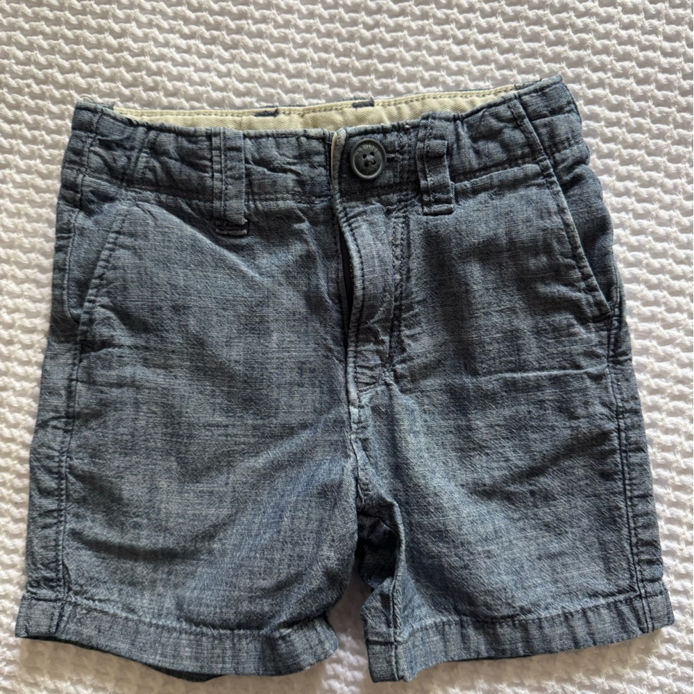 GAP 18-24M Baby Denim Shorts with Cream Accents